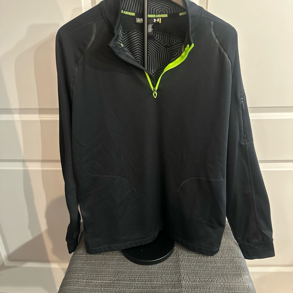 Under Armour Black and Neon Green Quarter-Zip Jacket
